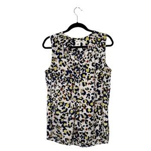 Cabi Sleeveless Black Yellow Ruffle Top Size L